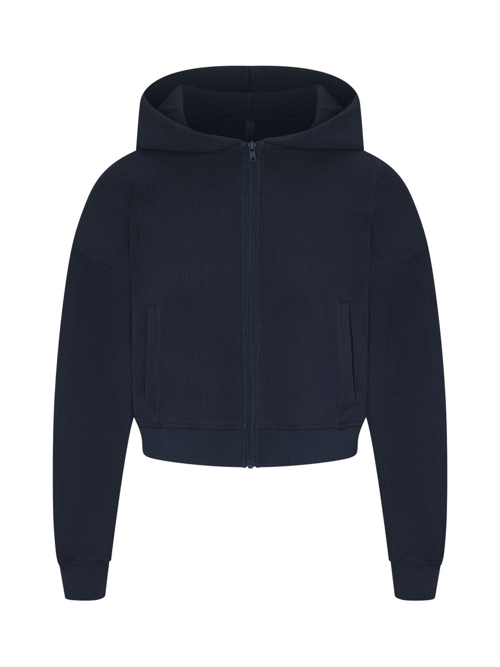 SKIMS Heavy Waffle Cropped Zip-up Hoodie Navy Size Medium NEW